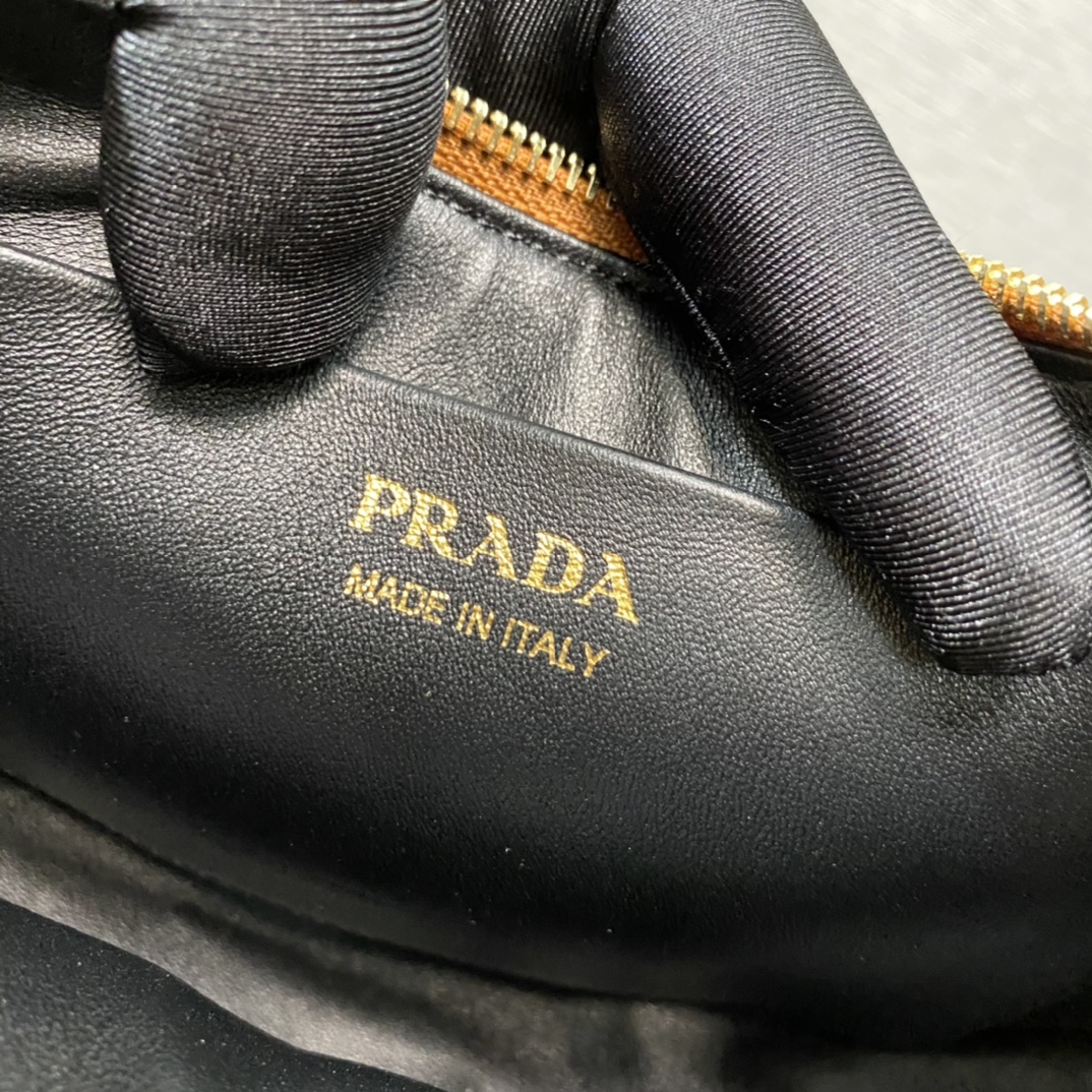 Prada Arque Leather Shoulder Bag Handbag Cognac 1BC194